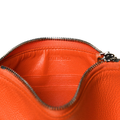 Balenciaga Grained Calfskin Logo Cash Passport Photo ID Zip Holder Fluo Orange Black 5 of 11