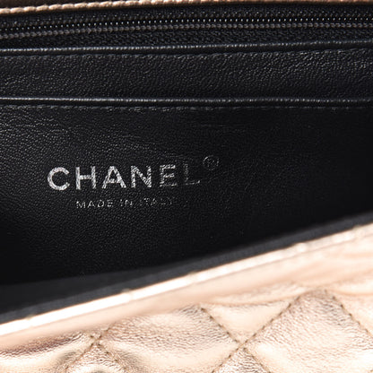 Chanel Metallic Lambskin Quilted Mini Square Flap Gold Black 6 of 10