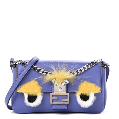 Fendi Nappa Rabbit Fox Fur Micro Buggie Baguette Cassis Giallo Multicolor 1 of 8
