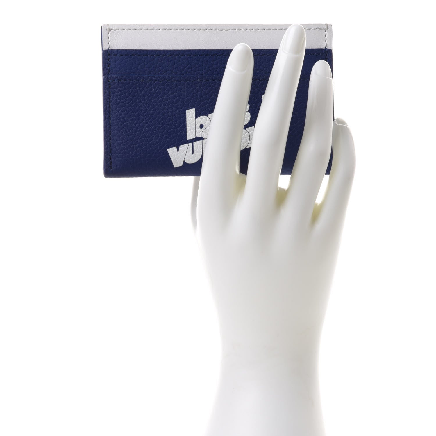 Louis Vuitton Calfskin Everyday LV Porte-Cartes Double Card Holder Blue 2 of 7