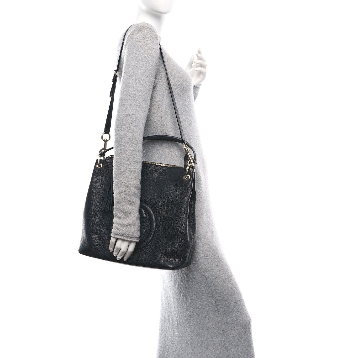 Gucci Pebbled Calfskin Large Soho Hobo Black 2 of 11