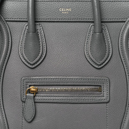 Celine Drummed Calfskin Nano Luggage Kohl 9 of 15