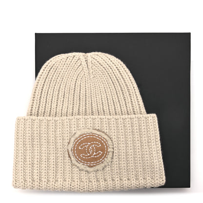 Chanel Wool Cashmere CC Beanie Hat White 6 of 6