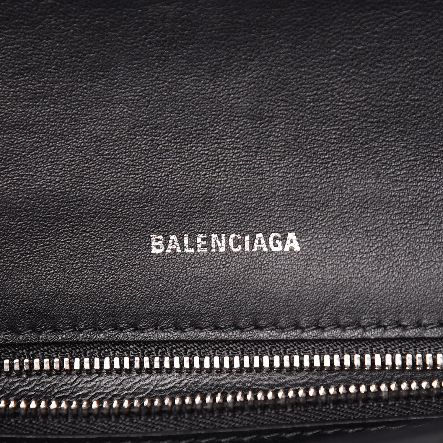 Balenciaga Pebbled Calfskin Logo Everyday Flap Chain Wallet Black 8 of 10
