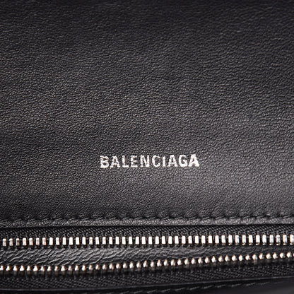 Balenciaga Pebbled Calfskin Logo Everyday Flap Chain Wallet Black 8 of 10