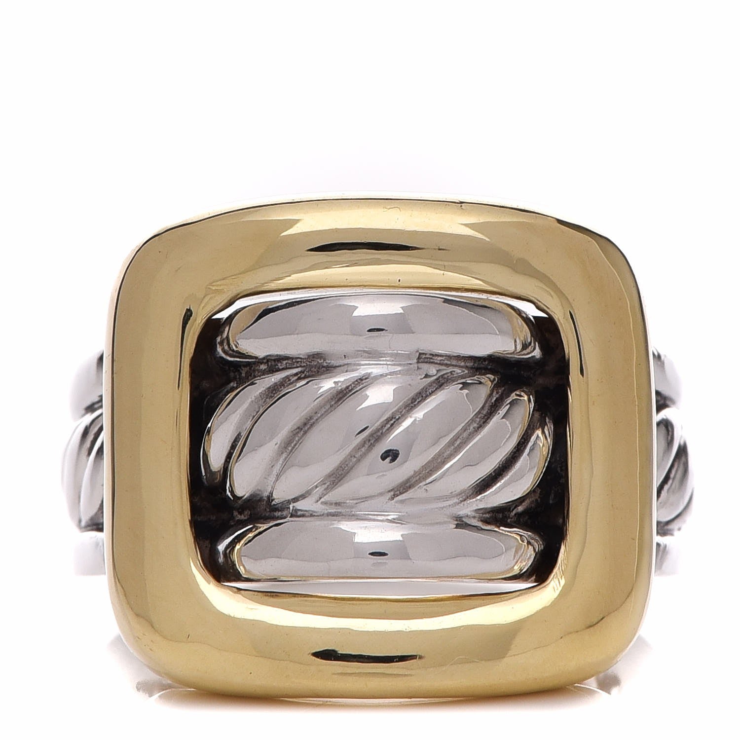 David Yurman Sterling Silver 18K Yellow Gold Buckle Ring 49 4.75 1 of 6