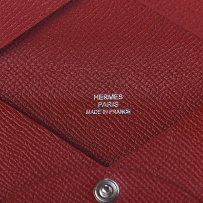 Hermes Epsom Calvi Card Case Rouge Garance 8 of 9