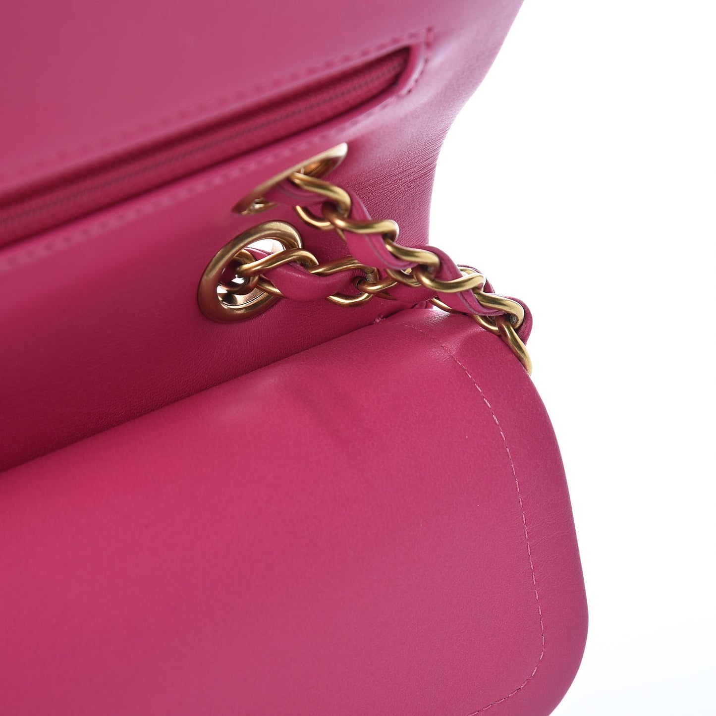 Lambskin Chevron Quilted Medium Double Flap Pink
