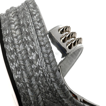 Christian Louboutin Calfskin Madmonica 120 Wedge Sandals 39 Silver 11 of 13