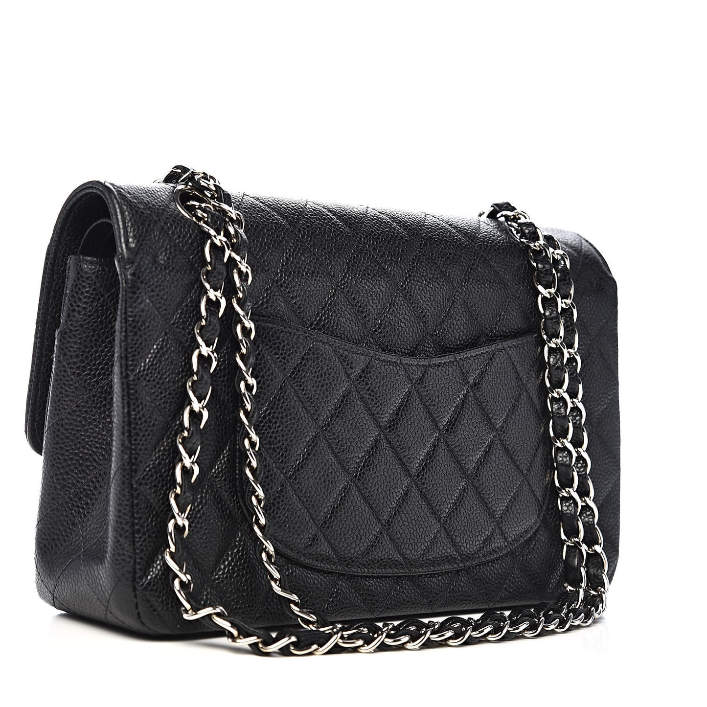 Caviar Quilted Medium Double Flap Black