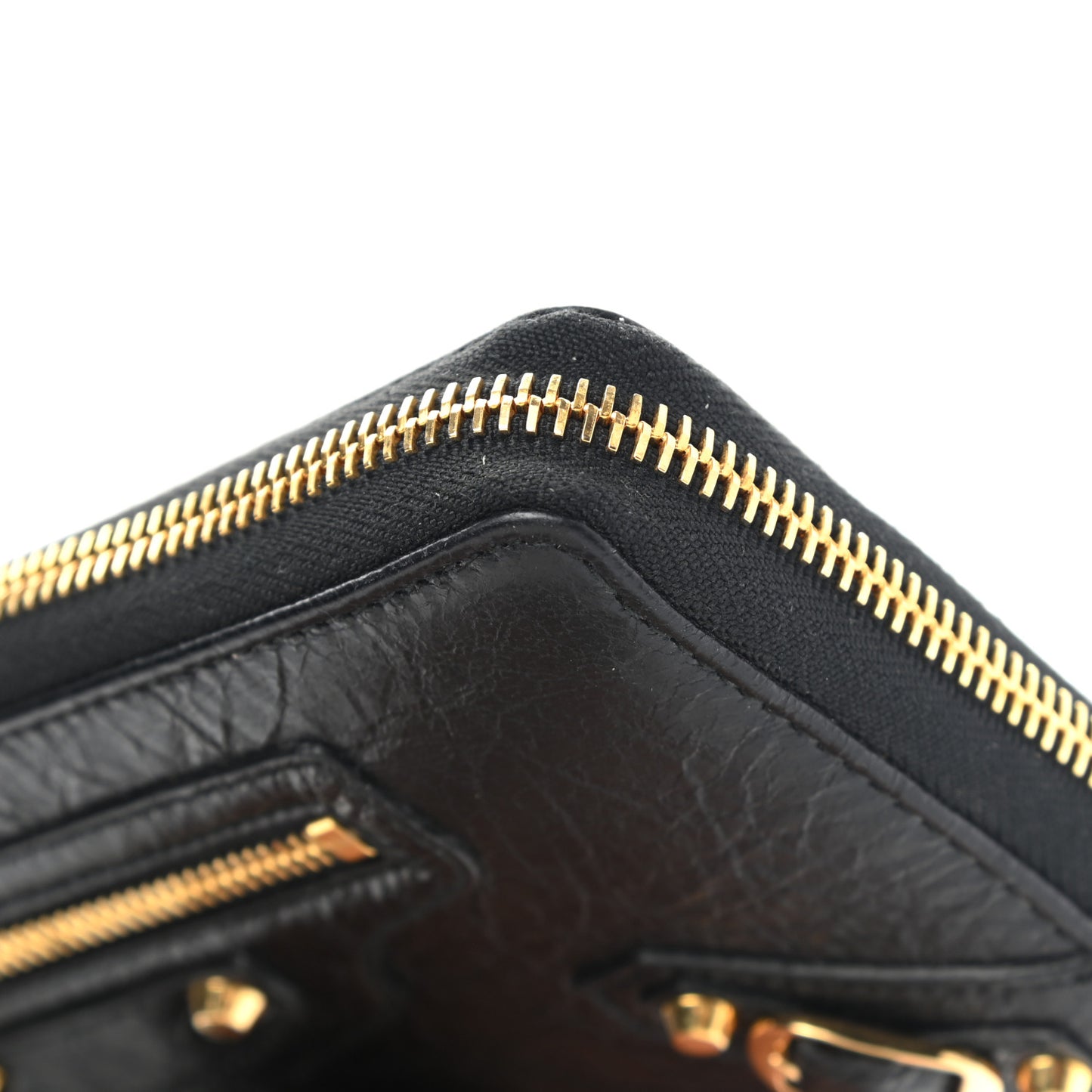 Agneau Classic Gold Hardware Continental Zip Around Wallet Black