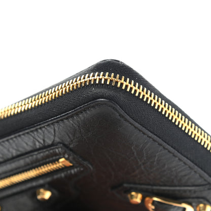 Balenciaga Agneau Classic Gold Hardware Continental Zip Around Wallet Black 10 of 10