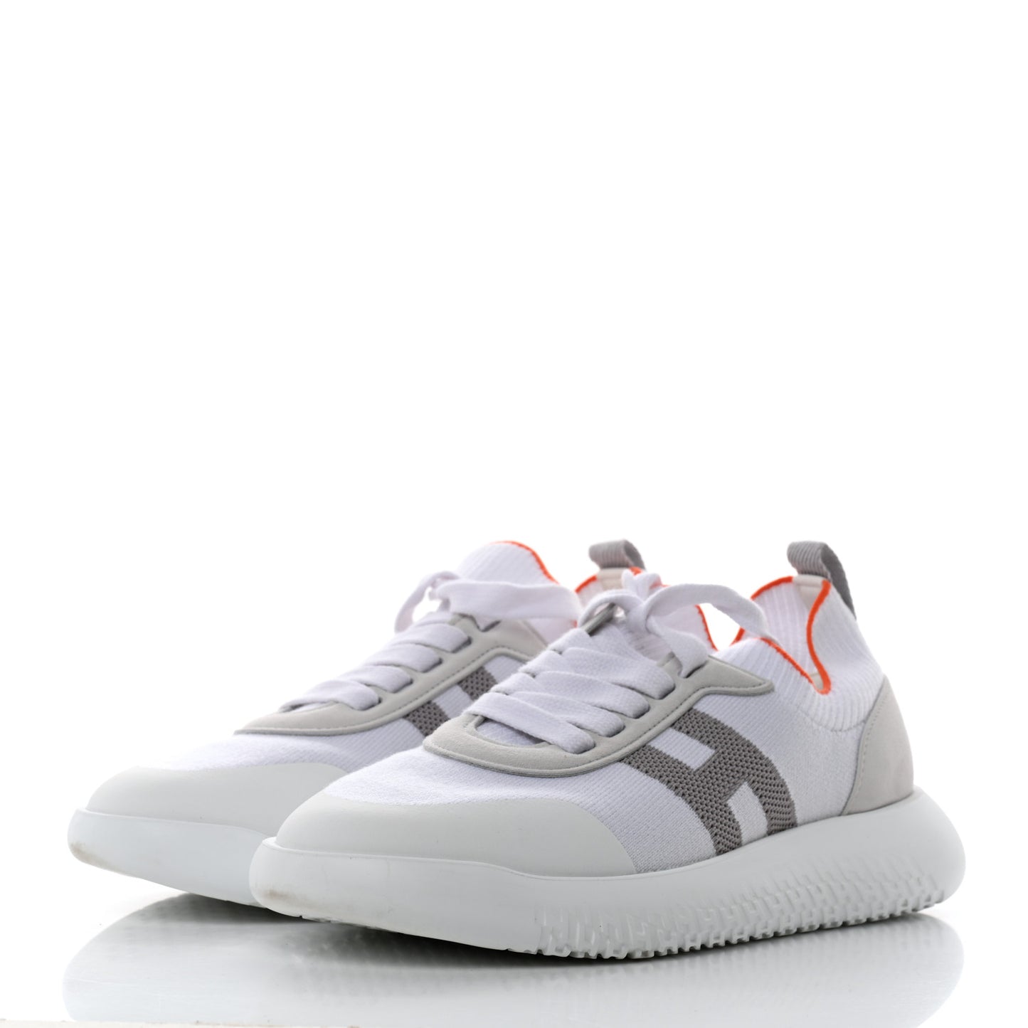 Knit Suede Goatskin Womens Crew Sneakers 36 White Gris