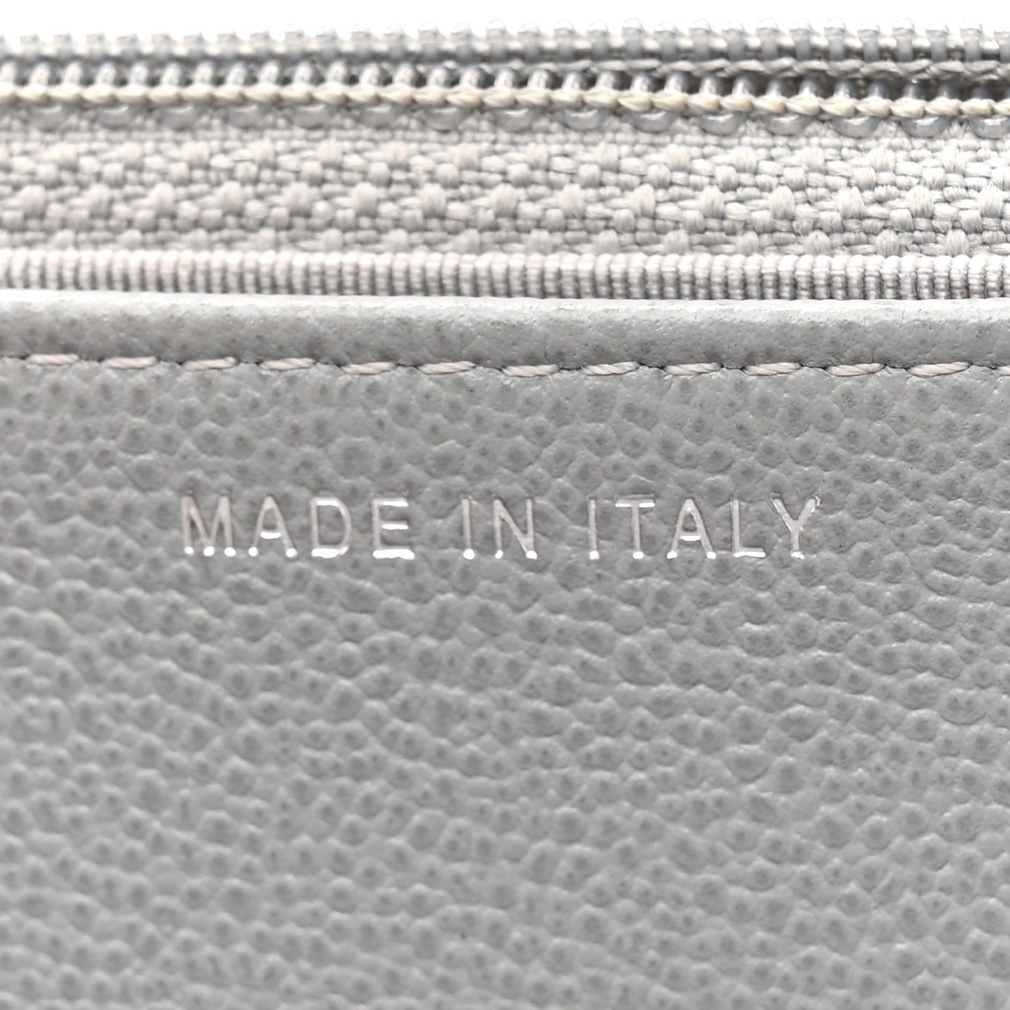 Grained Calfskin Quilted CC Box Wallet On Chain WOC Grey