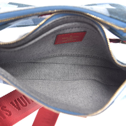 Louis Vuitton Denim Damier Monogram Patchwork Multi Pochette Accessories Blue Rouge 6 of 10