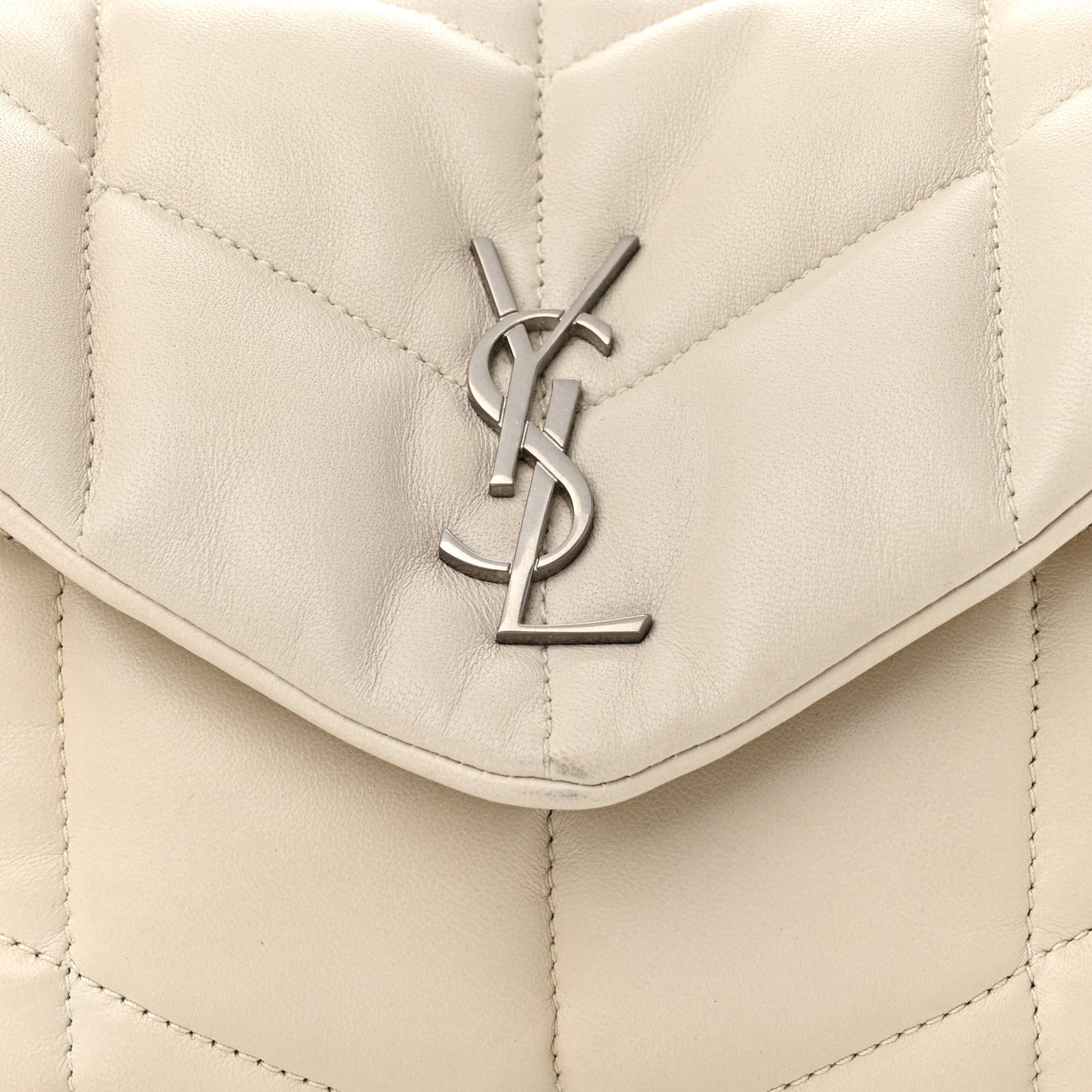 Lambskin Quilted Toy Loulou Puffer Monogram Chain Satchel Blanc Vintage
