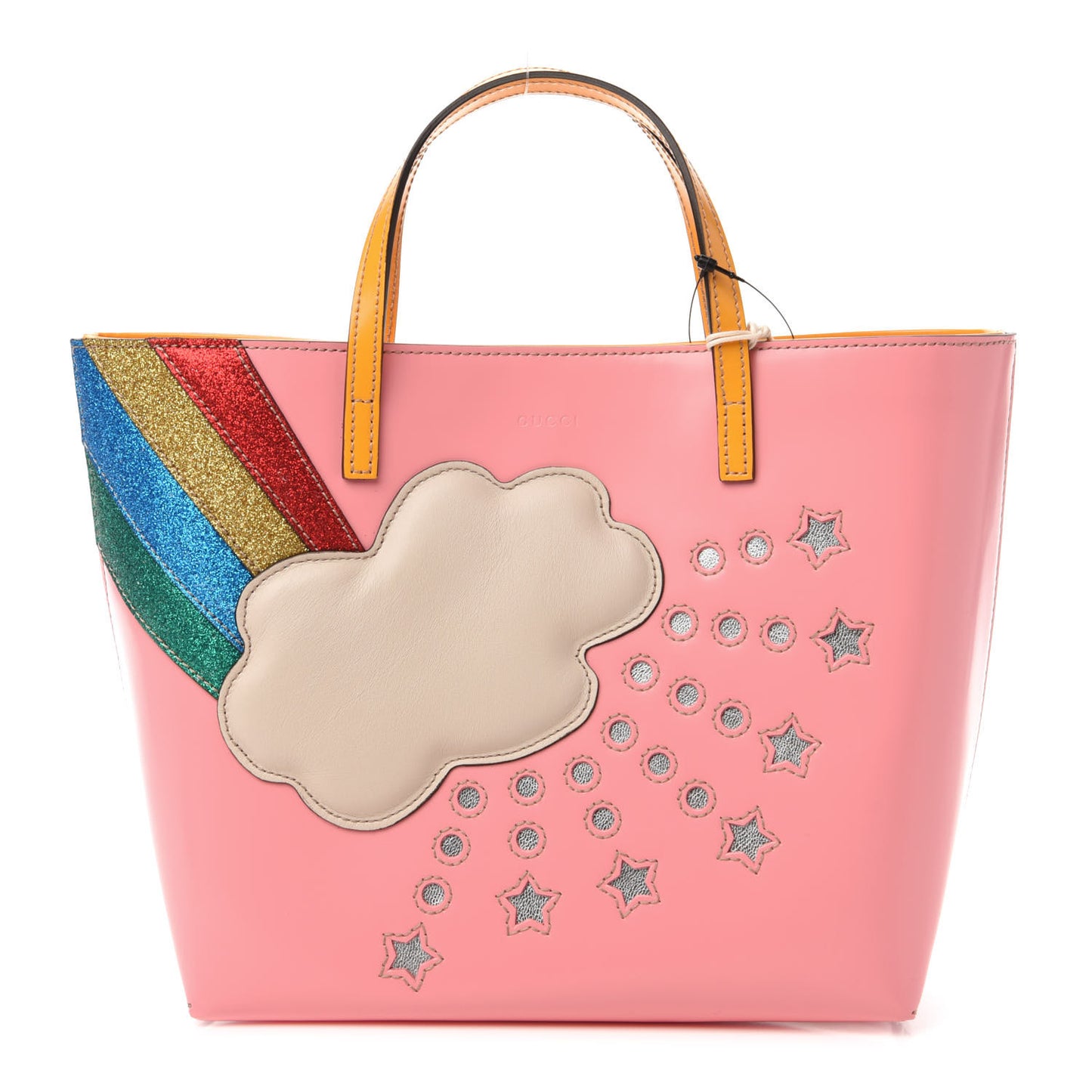 Gucci Calfskin Childrens Rainbow Tote Lotus Pink Crop Multicolor