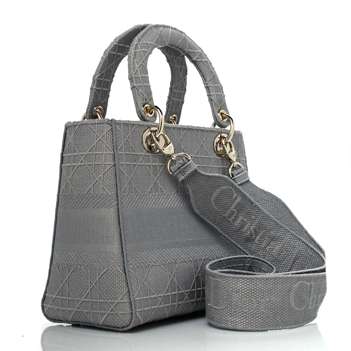 Canvas Embroidered Cannage Medium Lady D-Lite Gray