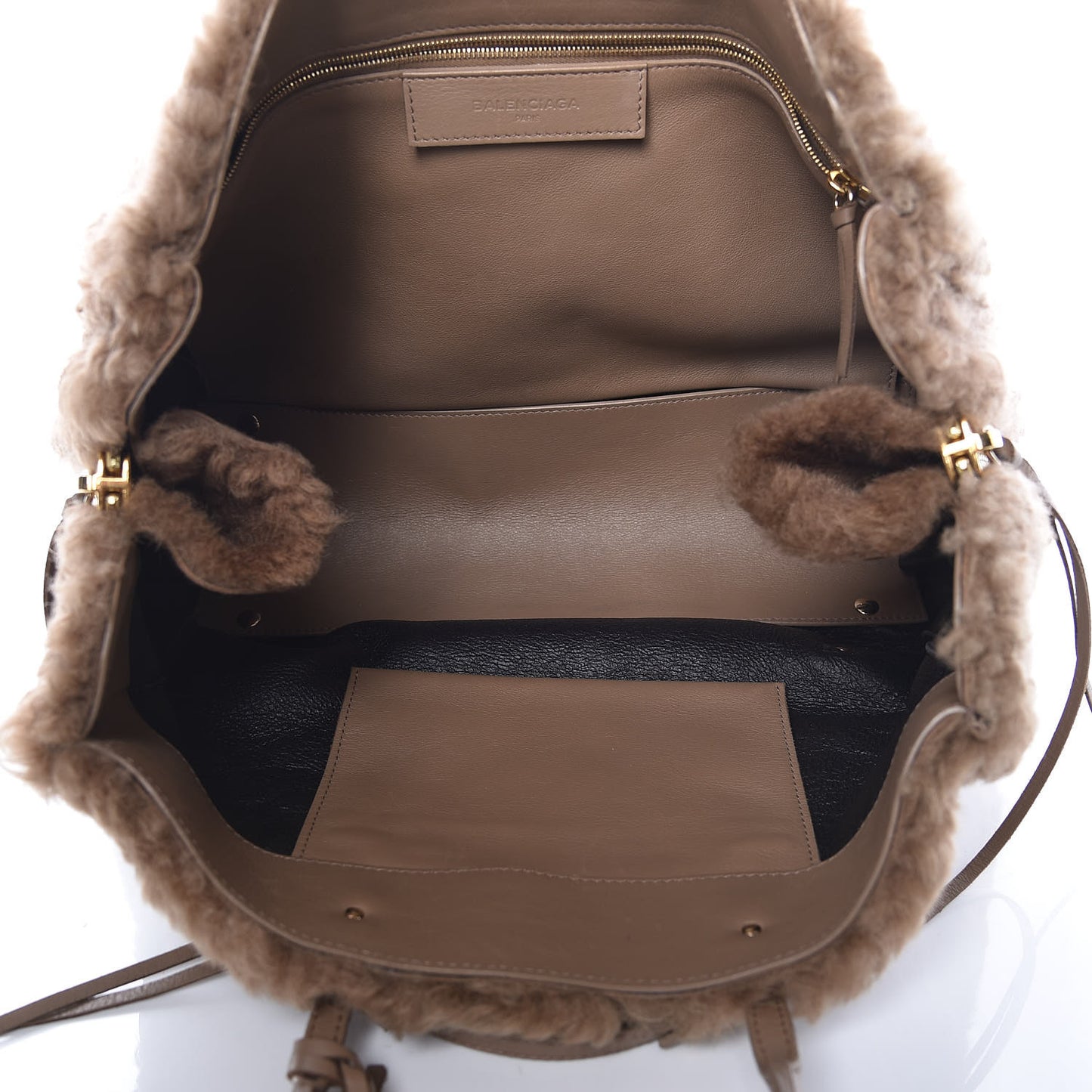 Shearling Papier B4 Zip Around Tote Marron