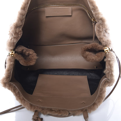Balenciaga Shearling Papier B4 Zip Around Tote Marron 6 of 12