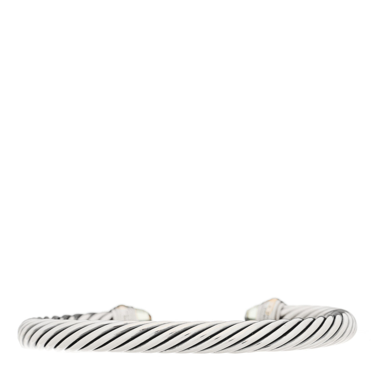 David Yurman Sterling Silver 14K Yellow Gold Prasiolite 7mm Cable Classics Bracelet 2 of 3