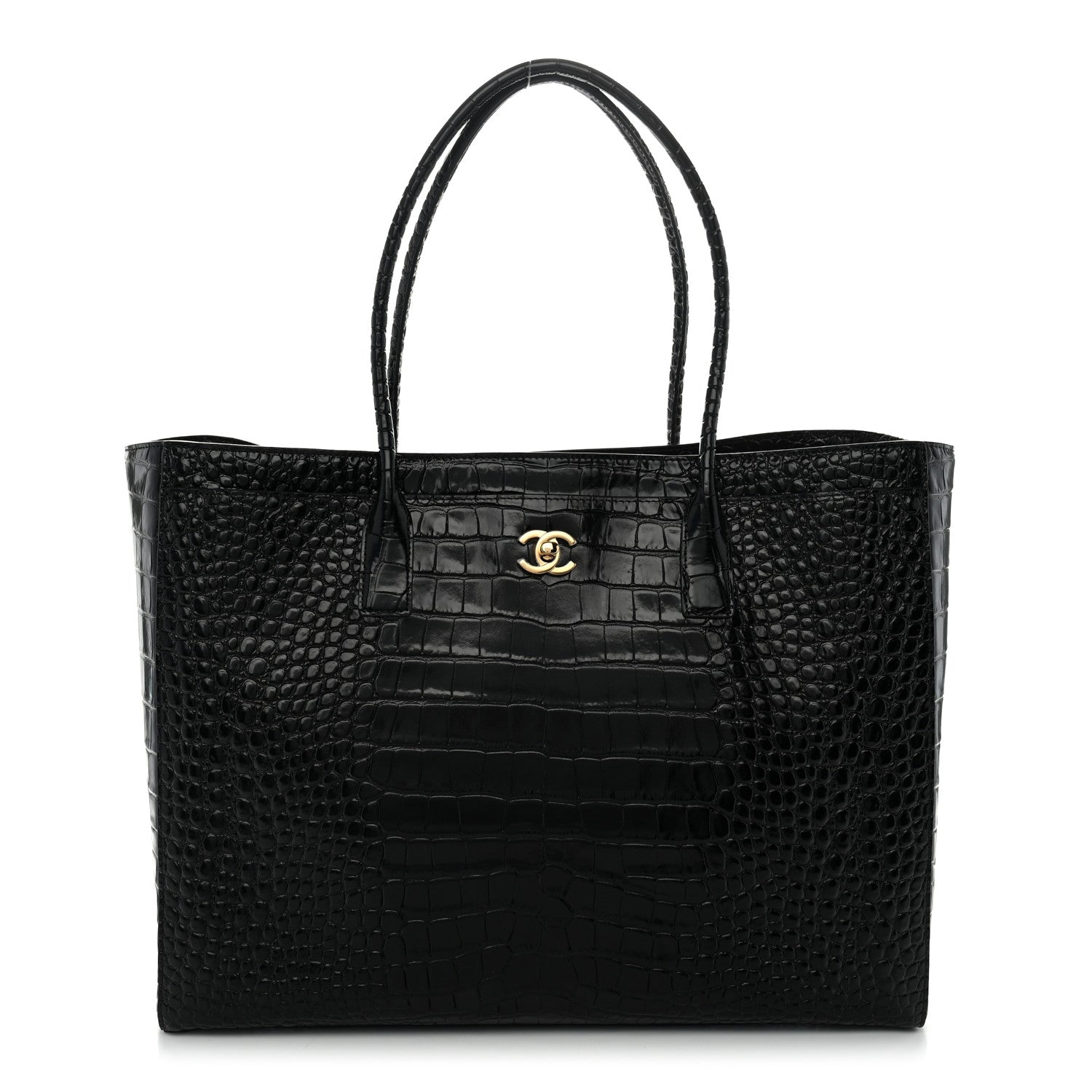 Chanel Calfskin Crocodile Embossed Archetype Large Shopping Tote Black 1 of 10