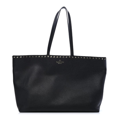 Valentino Garavani Grained Calfskin Rockstud Shoulder Tote Black 1 of 8