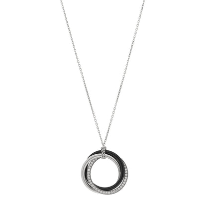 Cartier 18K White Gold Black Ceramic Diamond Trinity Pendant Necklace 1 of 5