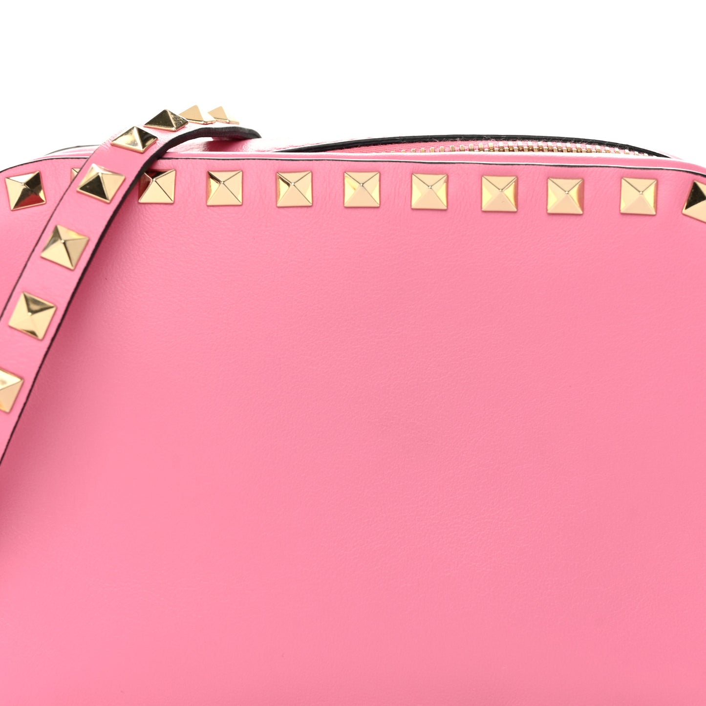Calfskin Rockstud Camera Crossbody Bag Pink