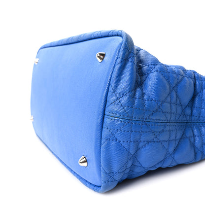 Christian Dior Coated Canvas Cannage Large Panarea Tote Blue 10 of 10