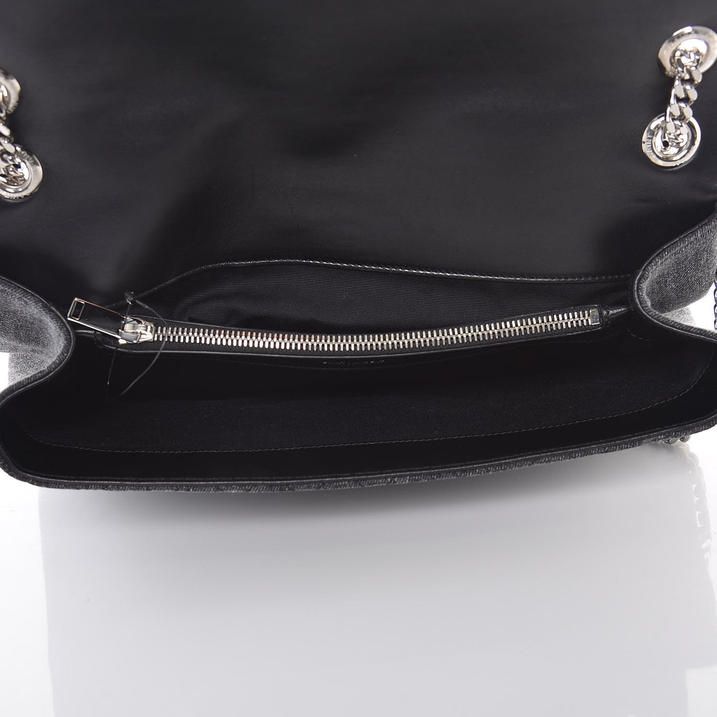 Denim Mixed Matelasse Triquilt Large Monogram Envelope Satchel Black