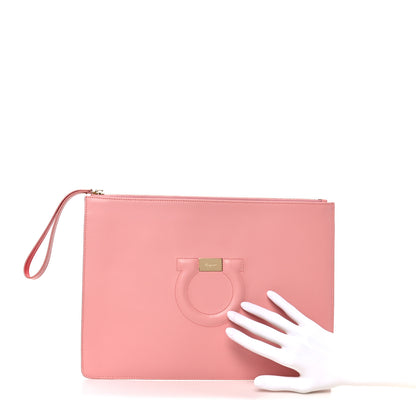 Salvatore Ferragamo Calfskin Gancini CIty Wristlet Pink 2 of 7