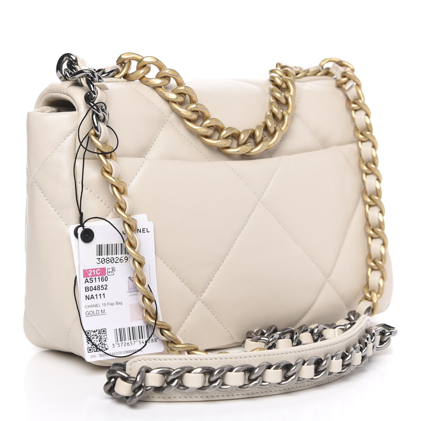 Lambskin Quilted Medium 19 Flap Light Beige