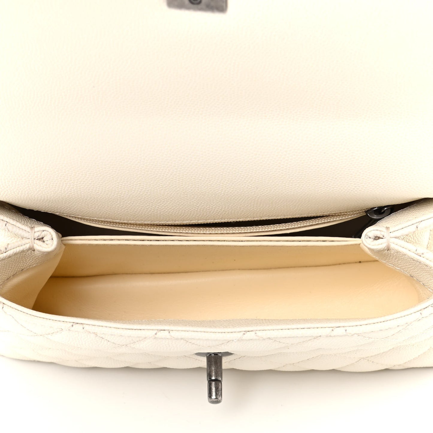 Caviar Lizard Quilted Mini Coco Handle Flap White