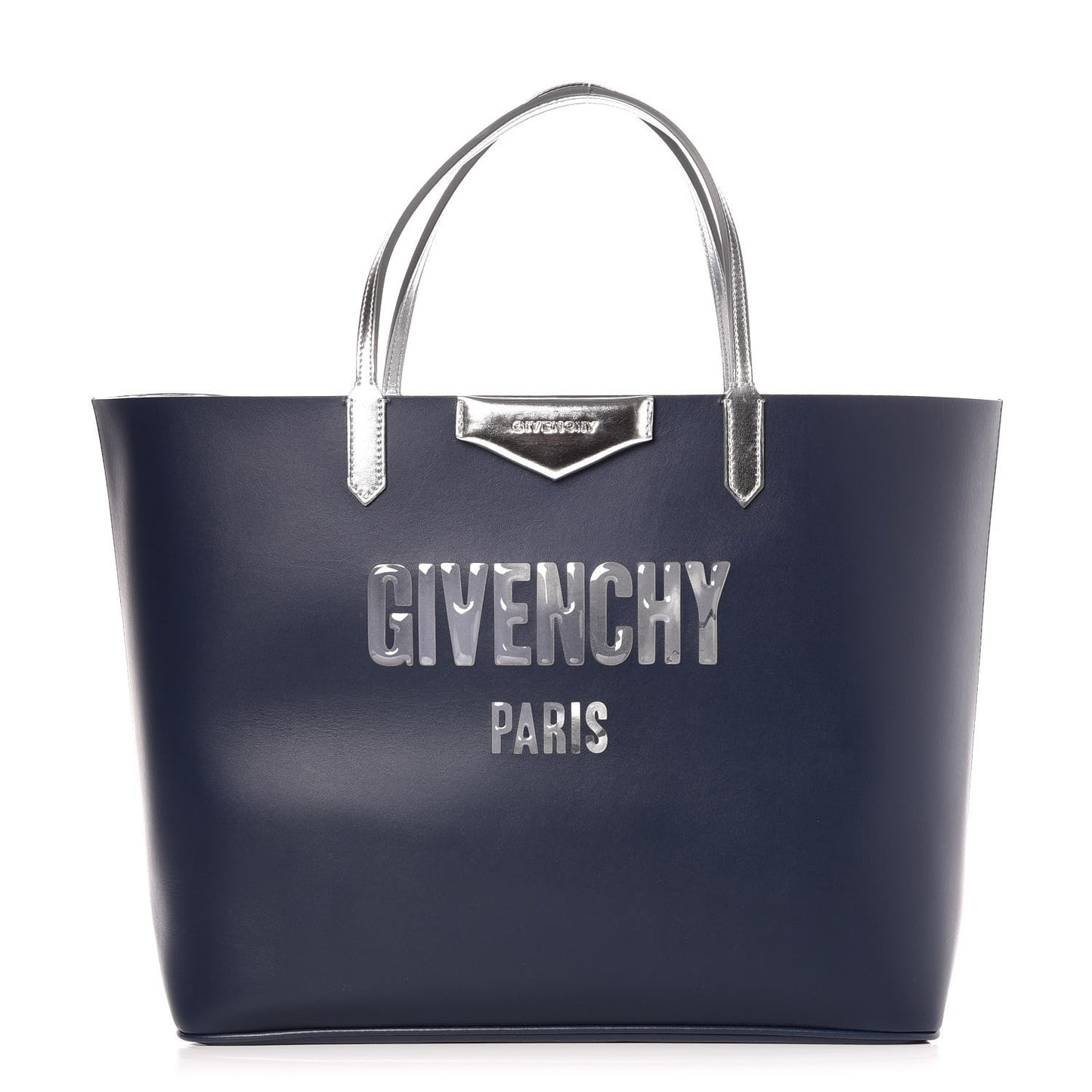 Calfskin Large Antigona Tote Night Blue Silver