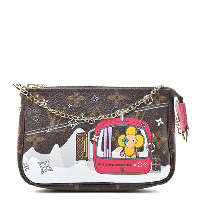 Louis Vuitton Monogram 2019 Christmas Animation Mini Courchevel Pochette Accessories Fuchsia 1 of 8
