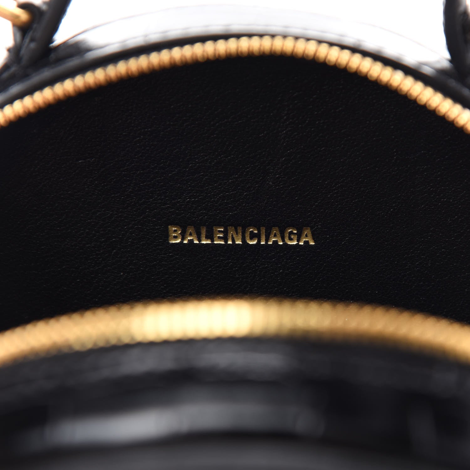 Balenciaga Calfskin Crocodile Embossed Vanity Round Bag Mini Black 7 of 10