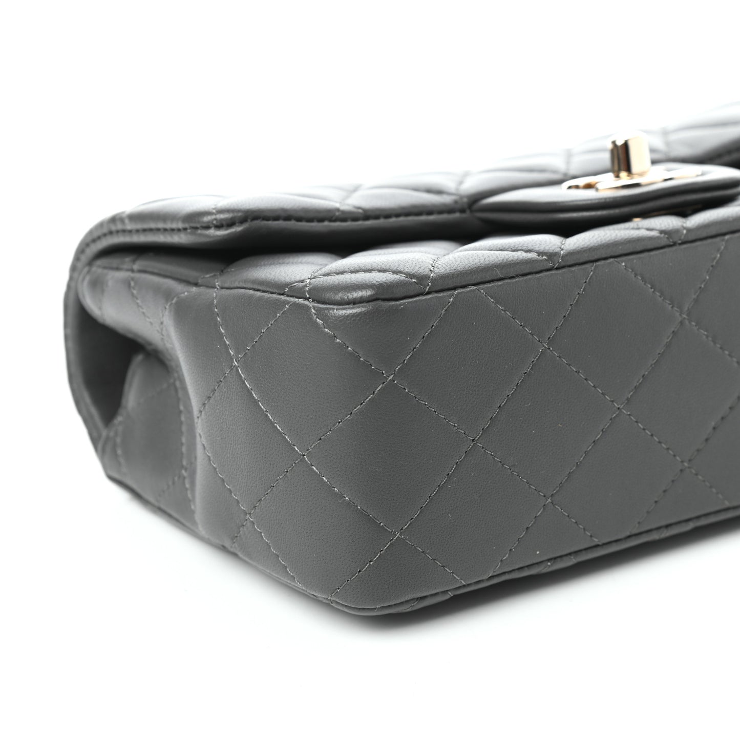 Lambskin Quilted Mini Rectangular Flap Grey