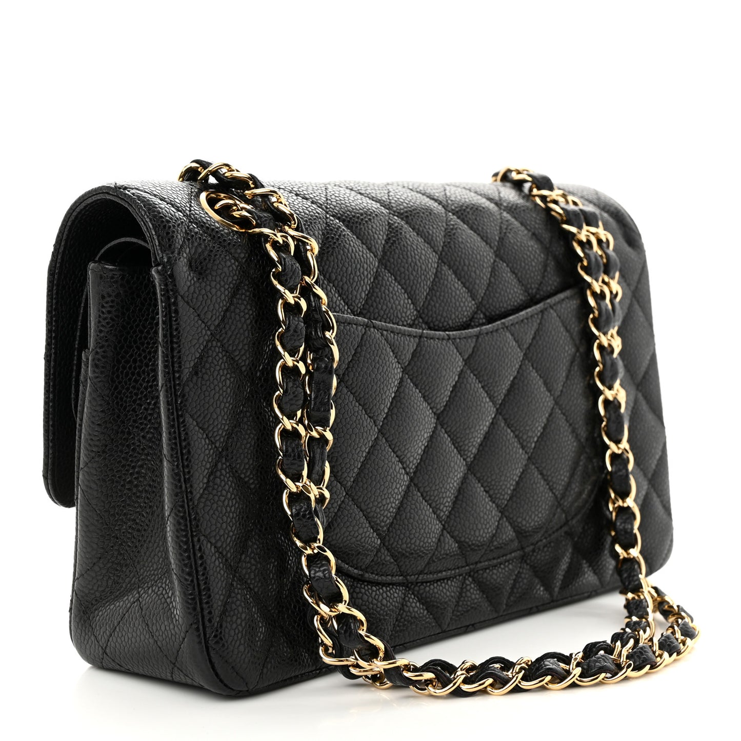 Caviar Quilted Medium Double Flap Black