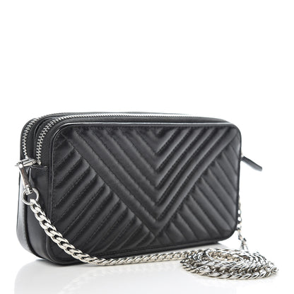 Prada Nappa Impunture Diagramme Mini Double Zip Chain Crossbody Bag Black 3 of 10