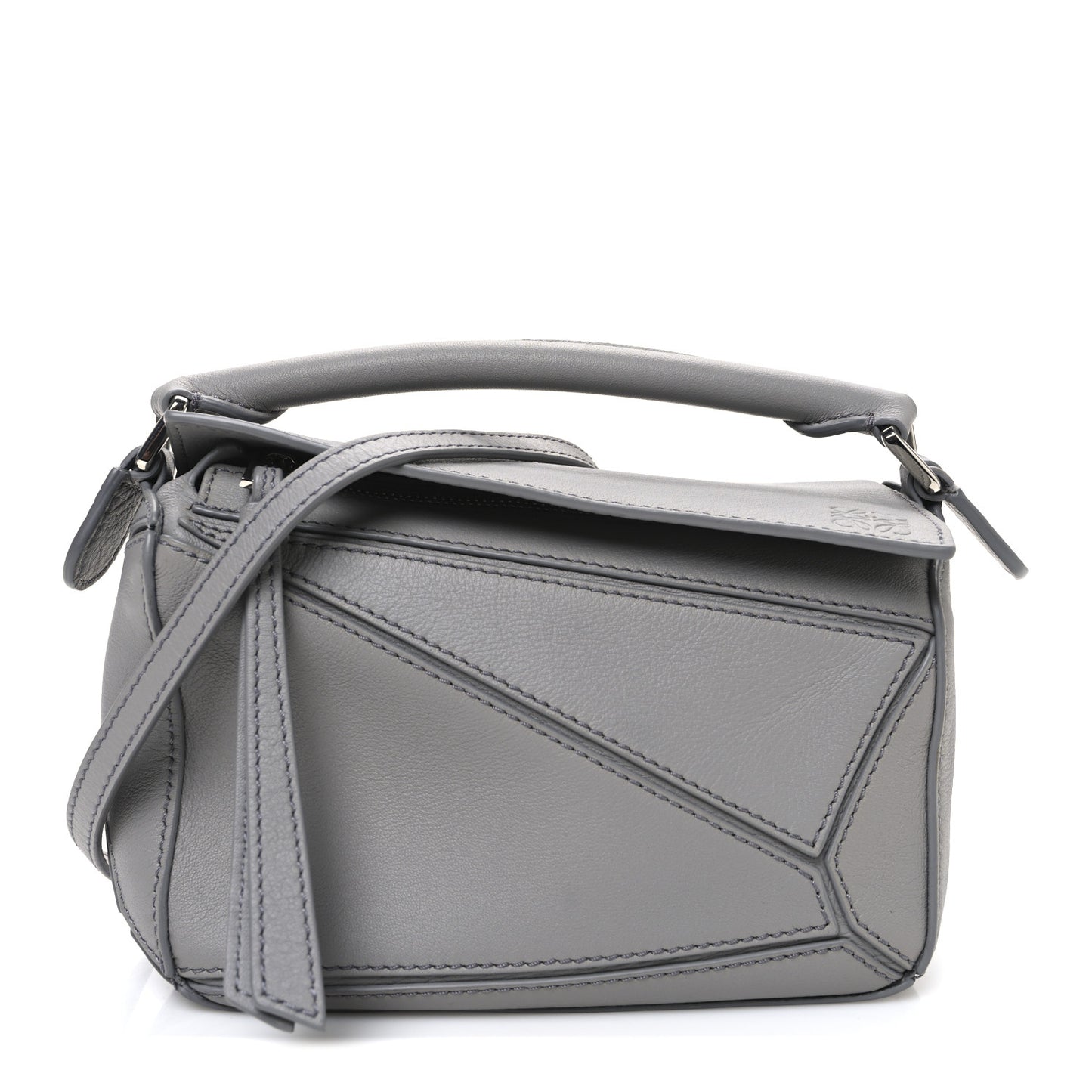 Soft Grained Calfskin Mini Puzzle Bag Pearl Grey
