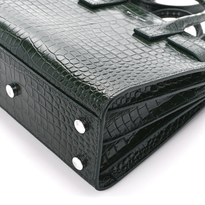 Saint Laurent Calfskin Crocodile Embossed Nano Sac De Jour Dark Green 11 of 12