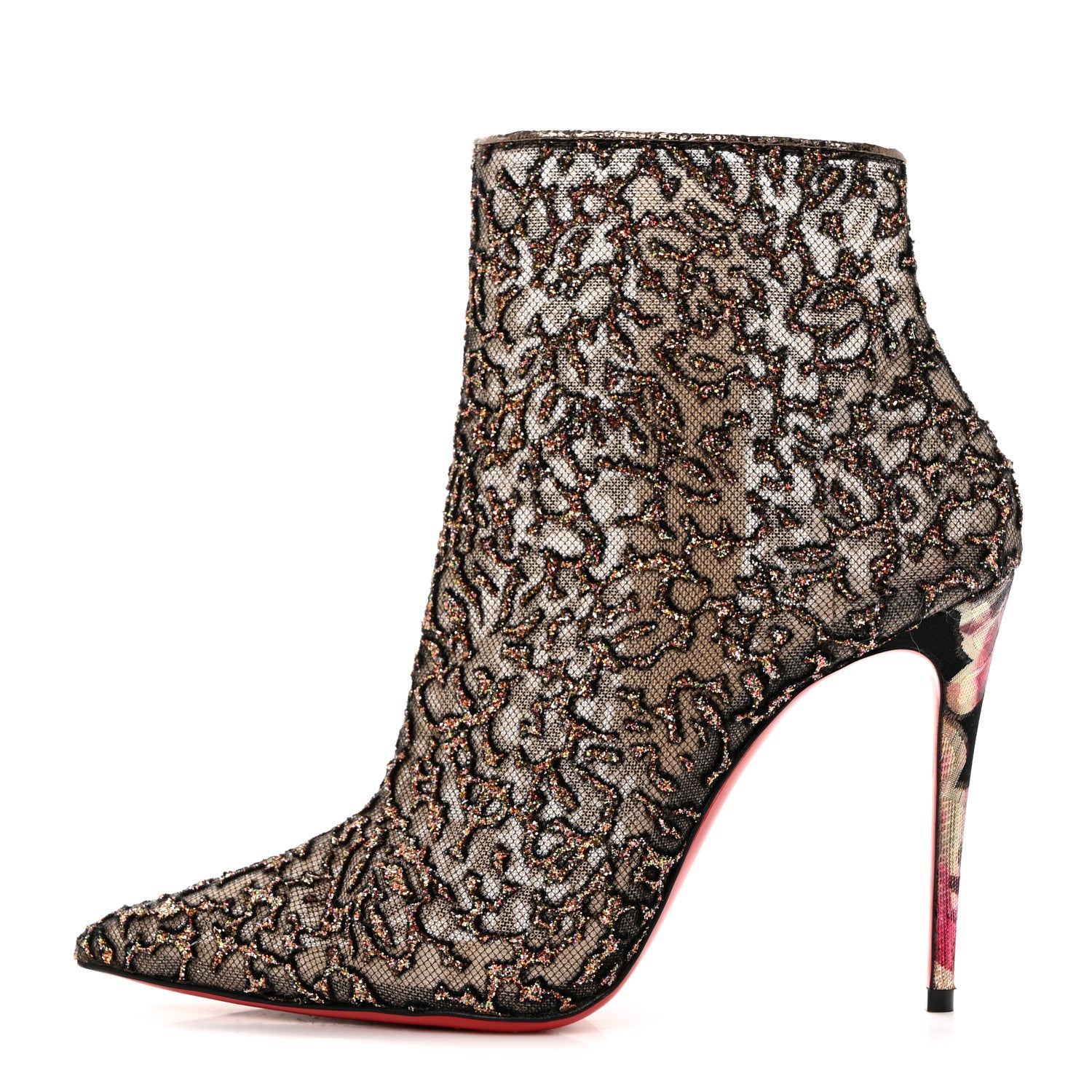 Christian Louboutin Mesh Glitter Nancy Bootie 100 Ankle Boots 36.5 Black 1 of 7