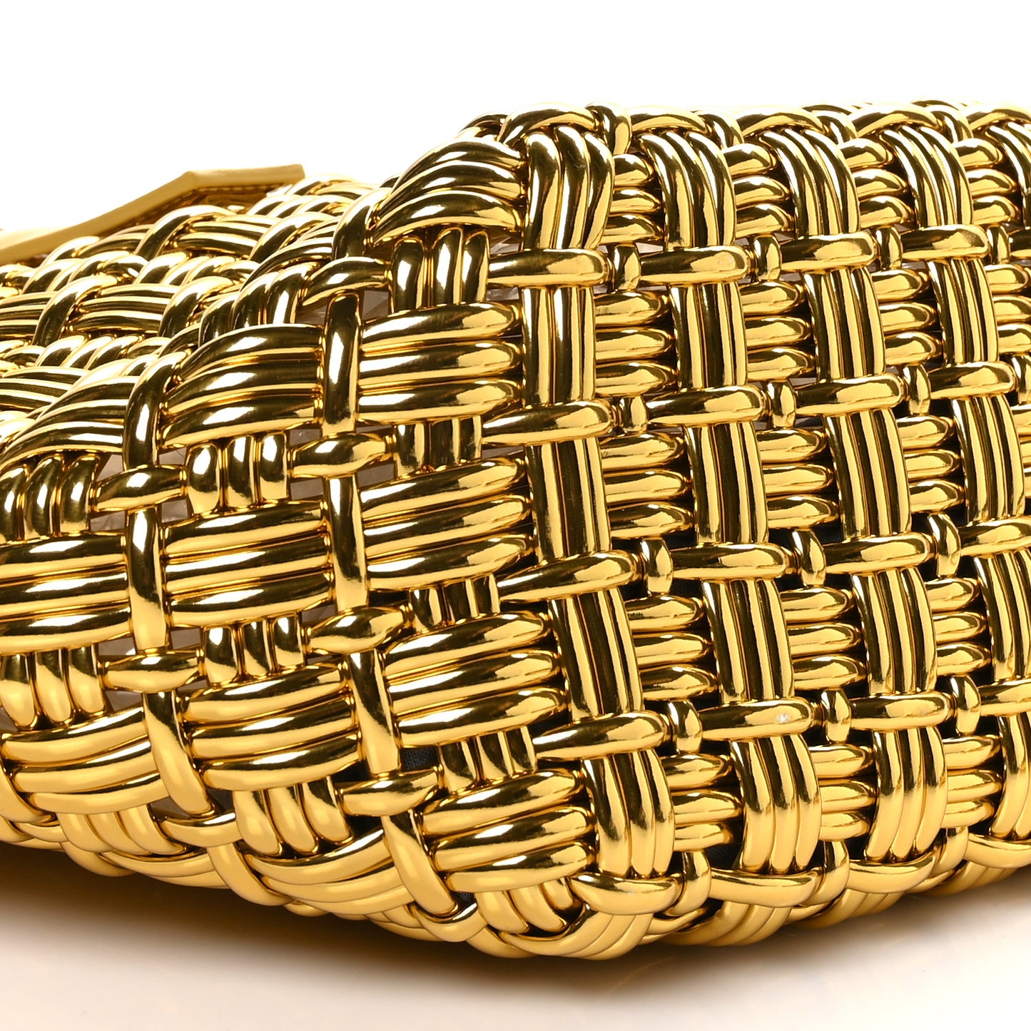 Metallic Patent Calfskin Braided XS Bistro Basket Gold