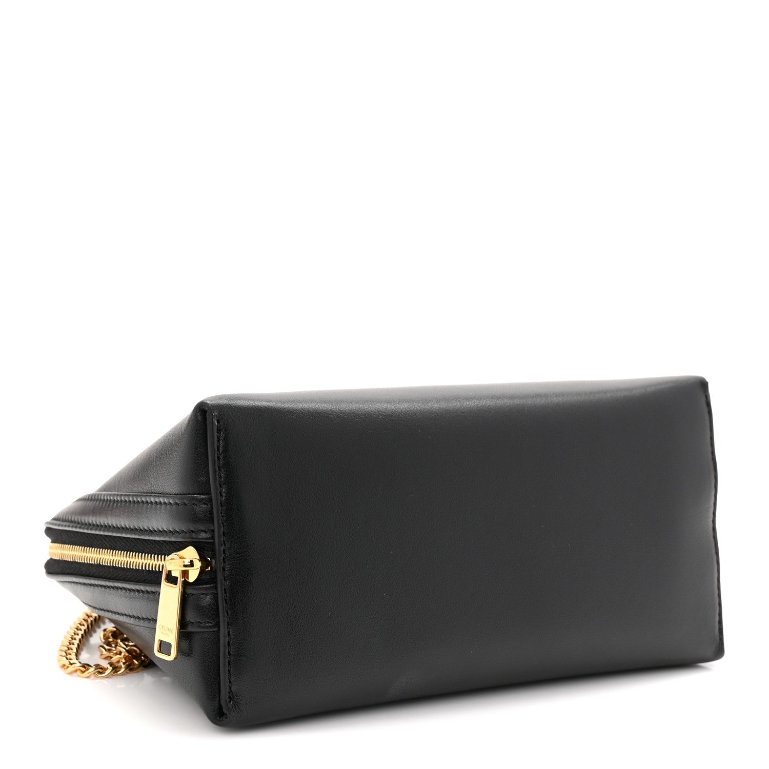 Celine Smooth Calfskin Cuir Triomphe Clutch on Chain Black 4 of 11
