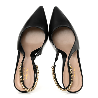 Gucci Malaga Kid 85mm Slingback Pumps 37 Black 2 of 10