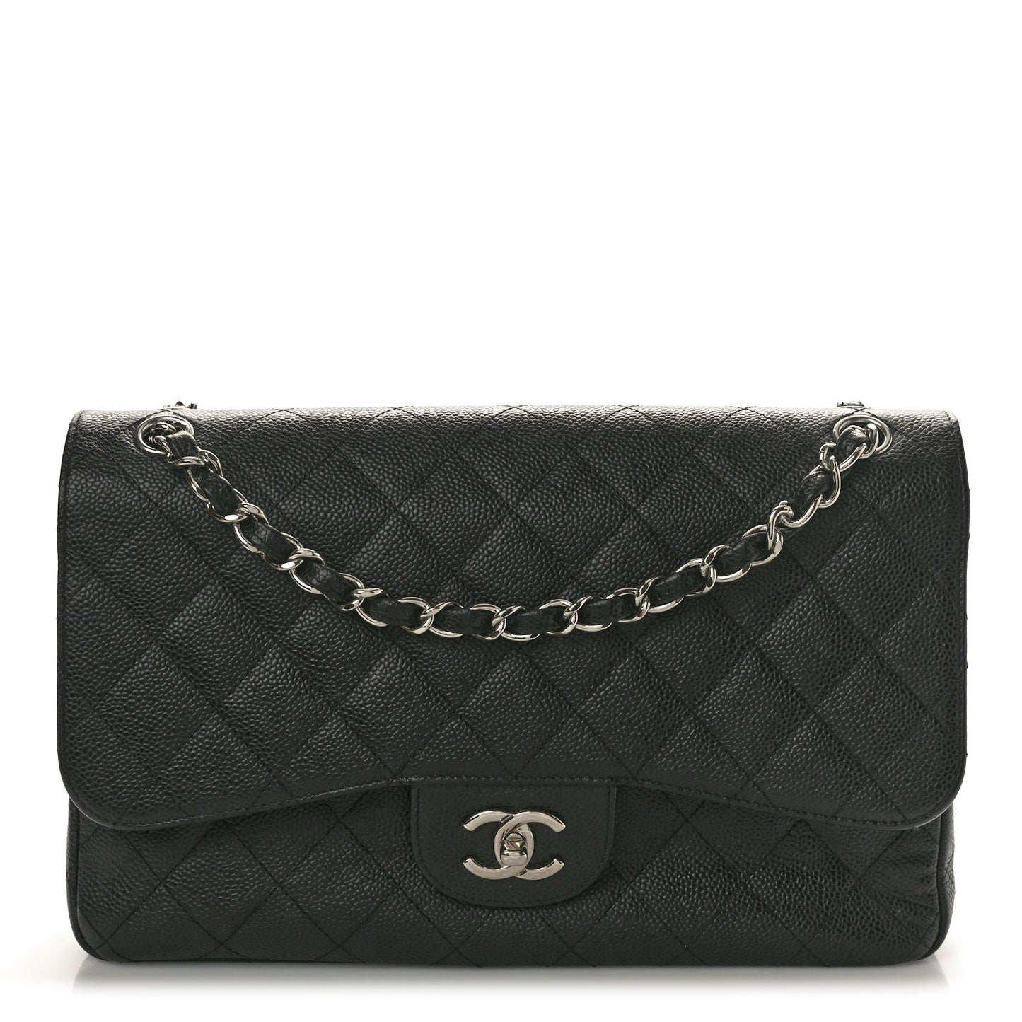 Caviar Quilted Jumbo Double Flap Black