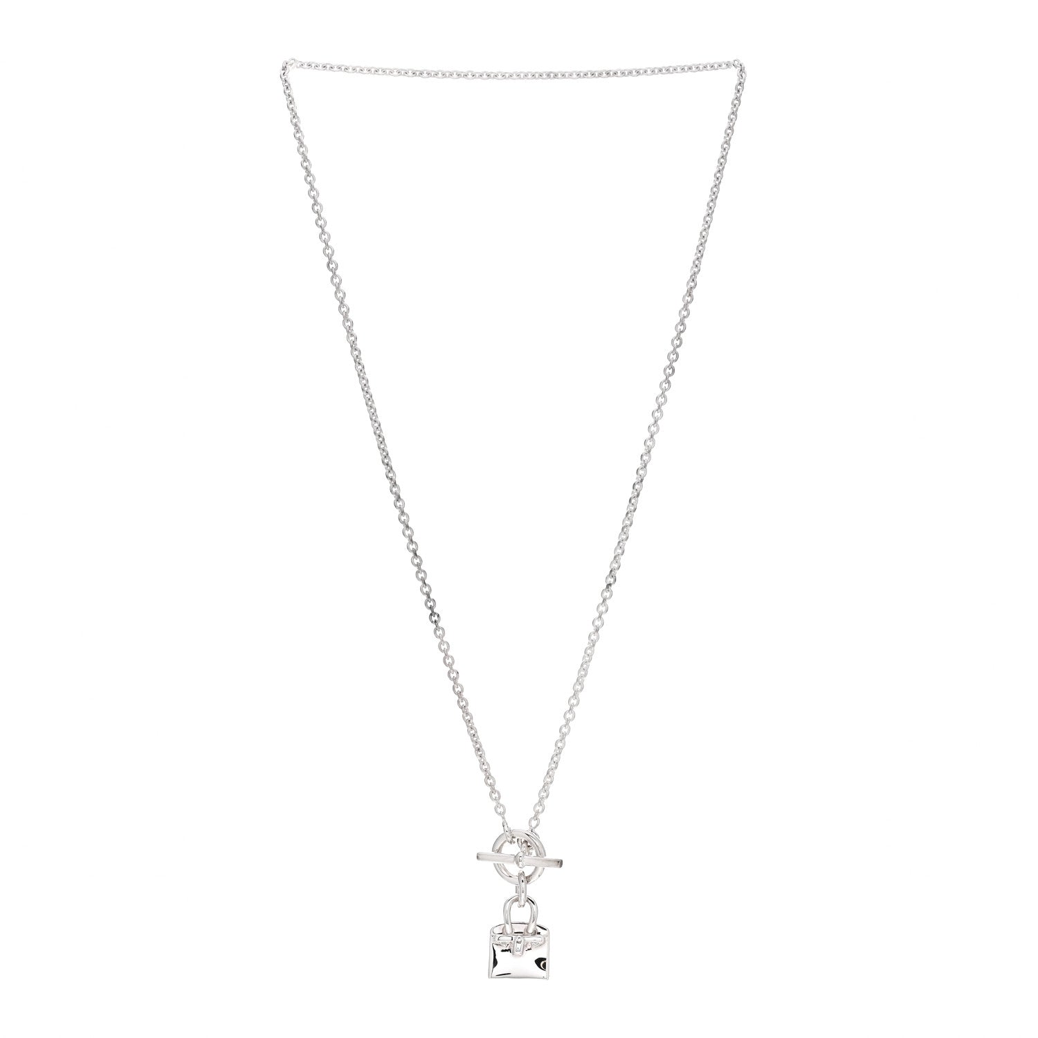 Hermes Sterling Silver Birkin Amulette Pendant Necklace 3 of 5