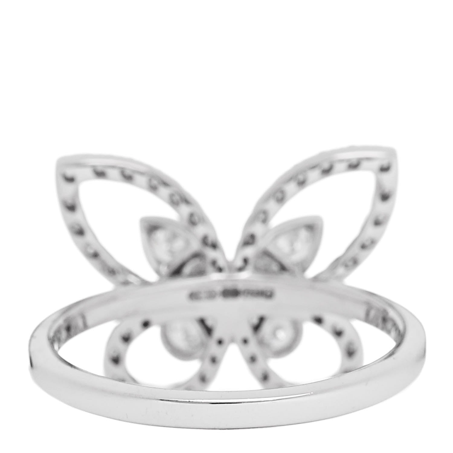Graff 18K White Gold Diamond Butterfly Silhouette Ring 53 6.5 4 of 8