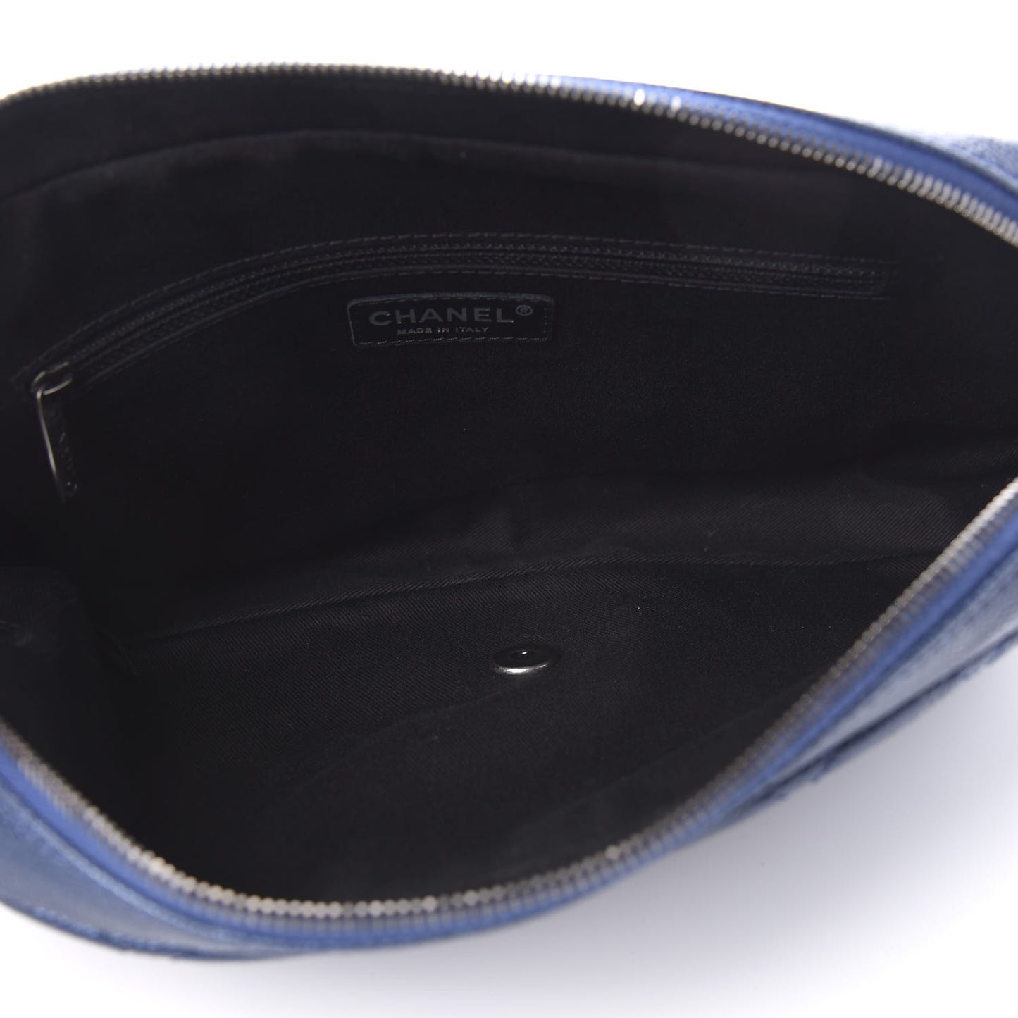 Iridescent Caviar Quilted Large Chic Flap Blue